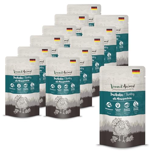 Venandi Animal - Premium Nassfutter für Katzen - Truthahn als Monoprotein 12er Pack (12 x 125 g), getreidefrei, Monoprotein von Venandi Animal