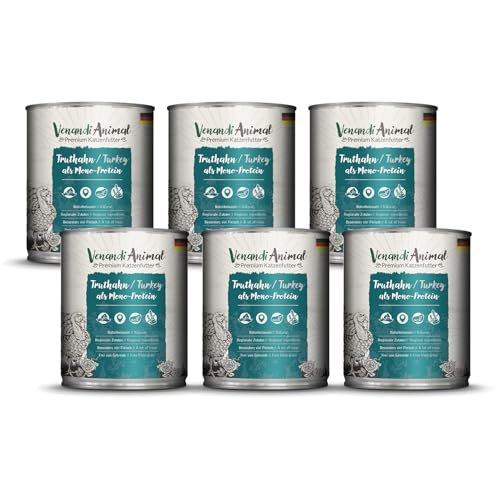 Venandi Animal - Premium Nassfutter für Katzen - Truthahn als Monoprotein 6er Pack (6 x 800 g), getreidefrei, Monoprotein von Venandi Animal