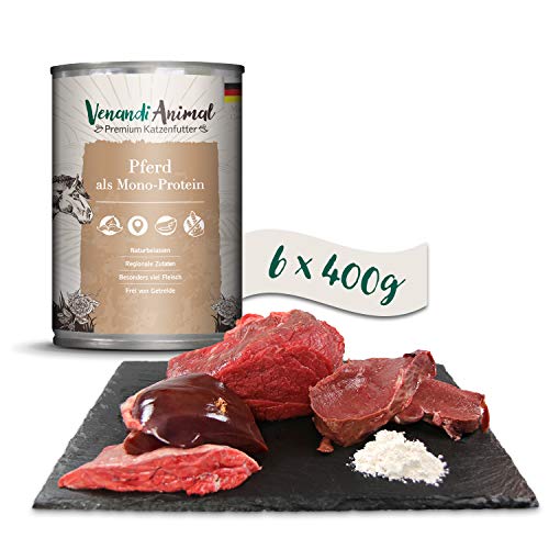 Venandi Animal - Premium Nassfutter für Katzen - Pferd als Monoprotein 6er Pack (6 x 400 g), getreidefrei, Monoprotein von Venandi Animal