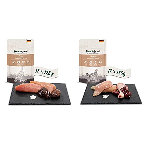 Venandi Animal Premium Nassfutter für Katzen - Pute als Monoprotein 12 x 125 g, getreidefrei und naturbelassen, 1.5 kg & Premium Nassfutter für Katzen, Huhn als Monoprotein, 12 x 125 g, 1.5 kg Venandi Animal Premium Nassfutter für Katzen - Pute als Monoprotein 12 x 125 g, getreidefrei und naturbelassen, 1.5 kg & Premium Nassfutter für Katzen, Huhn als Monoprotein, 12 x 125 g, 1.5 kg von VenandiAnimal