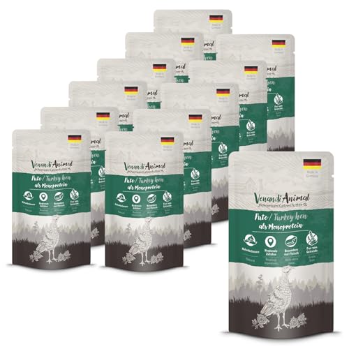 Venandi Animal – Premium Katzenfutter – Pute als Monoprotein Nassfutter, getreidefrei und naturbelassen, 12er Pack (12 x 125g) von Venandi Animal