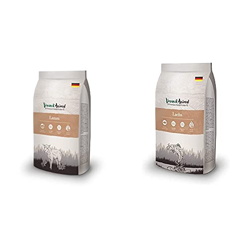 Venandi Animal Premium Trockenfutter für Katzen, Lamm, getreidefrei mit viel frischem Fleisch, 1.5 kg & Premium Trockenfutter für Katzen, Lachs, getreidefrei mit viel frischem Lachs, 1.5 kg von Venandi Animal