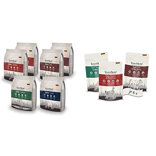 Venandi Animal Premium Trockenfutter für Katzen, Probierpaket 1, 6 x 0.3 kg, Getreidefrei mit Viel Frischem Fleisch und Fisch, 1.8 kg & Premium Nassfutter für Katzen, Probierpaket I, 12 x 125 g von Venandi Animal