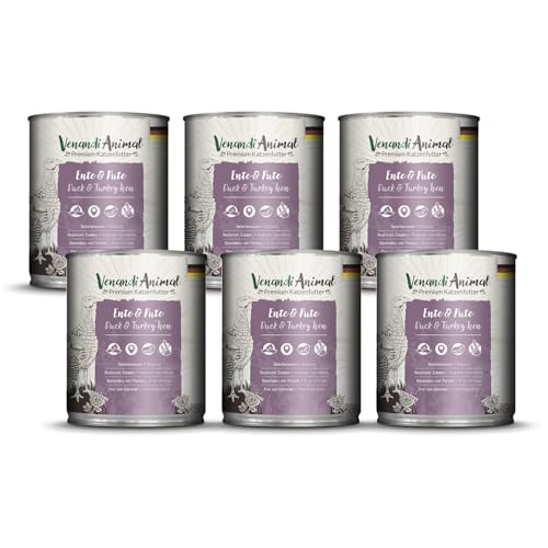 Venandi - Premium Nassfutter für Katzen - Ente & Pute, 6 x 800g (6er Pack), getreidefrei mit extra viel Fleisch Venandi - Premium Nassfutter für Katzen - Ente & Pute, 6 x 800g (6er Pack), getreidefrei mit extra viel Fleisch von VenandiAnimal