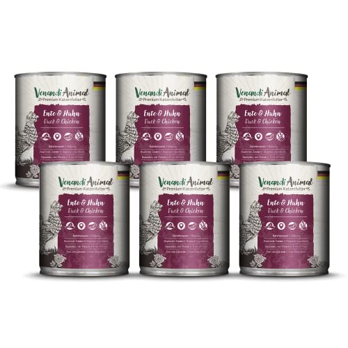 Venandi - Premium Nassfutter für Katzen - Ente & Huhn, 6 x 800g (6er Pack), getreidefrei mit extra viel Fleisch von Venandi Animal