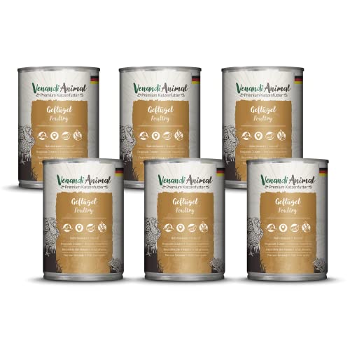 Venandi - Premium Nassfutter für Katzen - Geflügel, 6 x 400g (6er Pack), getreidefrei mit extra viel Fleisch von Venandi Animal