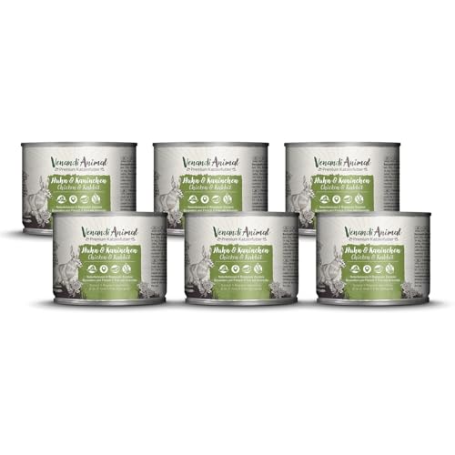 Venandi - Premium Nassfutter für Katzen - Huhn & Kaninchen 6 x 200g (6er Pack), getreidefrei mit extra viel Fleisch von VenandiAnimal