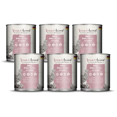 Venandi - Premium Nassfutter für Katzen - Kitten - Huhn mit Lachsöl, 6 x 800g (6er Pack), getreidefrei mit extra viel Fleisch von Venandi Animal