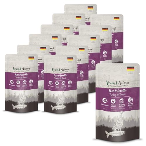 Venandi - Premium Nassfutter für Katzen - Pute und Forelle, 12 x 125g (12er Pack), getreidefrei mit extra viel Fleisch von Venandi Animal