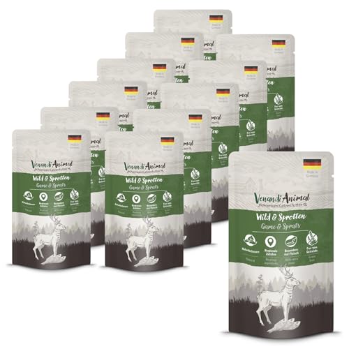 Venandi - Premium Nassfutter für Katzen - Wild und Sprotten, 12 x 125g (12er Pack), getreidefrei mit extra viel Fleisch von Venandi Animal