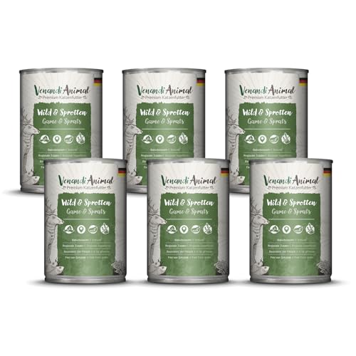 Venandi - Premium Nassfutter für Katzen - Wild und Sprotten, 6 x 400g (6er Pack), getreidefrei mit extra viel Fleisch von Venandi Animal