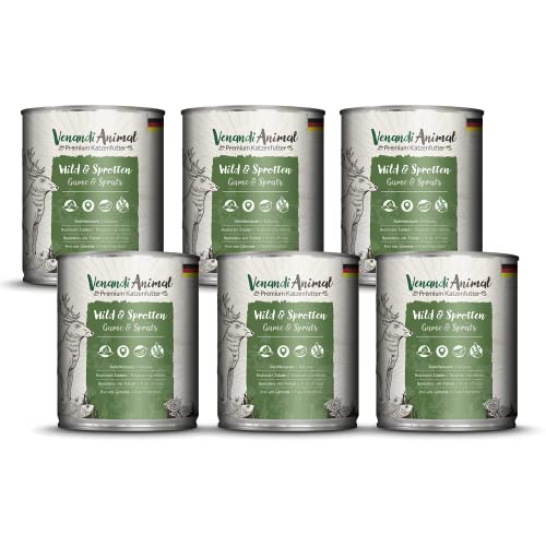 Venandi - Premium Nassfutter für Katzen - Wild und Sprotten, 6 x 800g (6er Pack), getreidefrei mit extra viel Fleisch von Venandi Animal