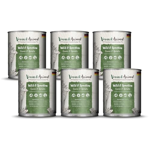 Venandi - Premium Nassfutter für Katzen - Wild und Sprotten, 6 x 800g (6er Pack), getreidefrei mit extra viel Fleisch von Venandi Animal