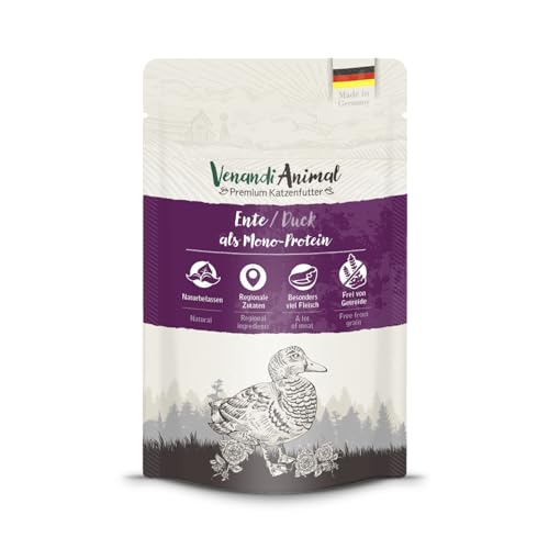 Venandi Animal Katzenfutter Nass | 100% frisches Fleisch | Single Protein: auch für Katzen mit empfindlichem Magen geeignet (Ente, 12 x 125g) von Venandi