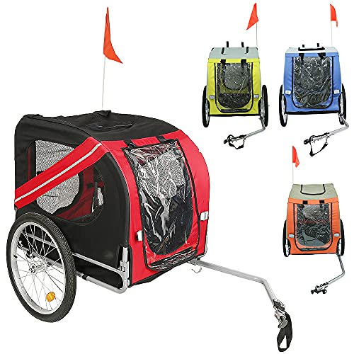 Fahrradanhänger für Hunde, faltbar, Fahrradanhänger mit Sicherheitsgurt und Flagge, max. 40 kg (rot) von Vendeur pro