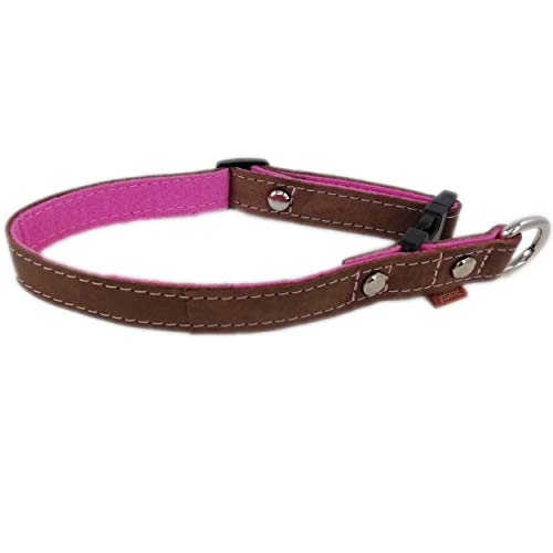 Venetto Halsband Leder und Filz für kleine und große Hunderassen, Made in Germany (2,5cm, Pink) von Venetto