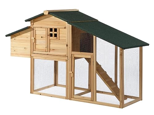 Vente-unique-Hühnerstall aus Holz mit Freilaufgehege - für 4 Hühner - 173 x 64 x 108 cm - Holzfarben - LEVAS von Vente-unique