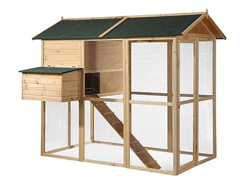 Vente-unique-Hühnerstall aus Holz mit Freilaufgehege - für 8 Hühner - 201 x 142 x 171 cm - Holzfarben - Gallus von Vente-unique