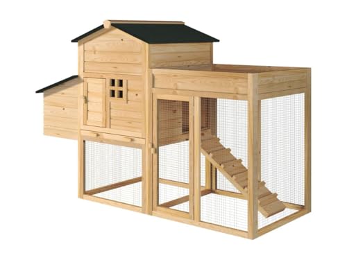 Vente-unique-Hühnerstall aus Holz mit Freilaufgehege & Garten - für 4 Hühner - 168 x 64 x 109 cm - Holzfarben - CAMPORA von Vente-unique