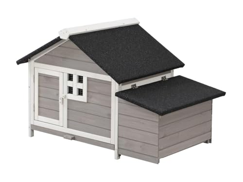 Vente-unique-Hühnerstall aus Holz mit Legenest - für 2 Hühner - 106 x 64 x 71 cm - Weiß und Grau - ANSER von Vente-unique