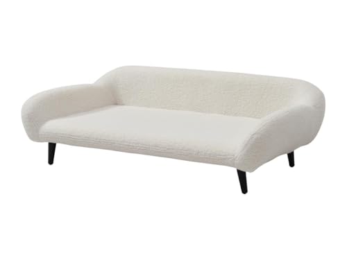 Vente-unique-Tiersofa - 99 x 61 cm - Bouclé-Stoff & Metallgestell - Cremeweiß - ZOLIA von Vente-unique