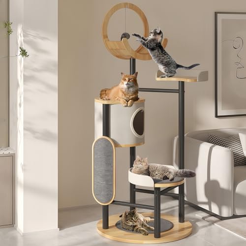 Moderner Kletterturm für große Katzen, 190,5 cm, für Indoor-Katzen, große Erwachsene, (B) von Venuvits