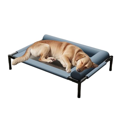 Vepnby Hundebett Mittelgroße, Kühlendes Erhöhtes Hund Haustierbett, mit Atmungsaktivem Netzgewebe, Hundebetten mit Kopfstütze für Hunde Katze, Robuster Metallrahmen(Blue,83X63X17CM) von Vepnby