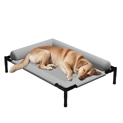 Vepnby Hundebett Mittelgroße, Kühlendes Erhöhtes Hund Haustierbett, mit Atmungsaktivem Netzgewebe, Hundebetten mit Kopfstütze für Hunde Katze, Robuster Metallrahmen(Gray,66X45X17CM) von Vepnby
