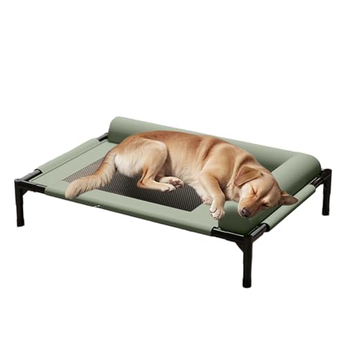 Vepnby Hundebett Mittelgroße, Kühlendes Erhöhtes Hund Haustierbett, mit Atmungsaktivem Netzgewebe, Hundebetten mit Kopfstütze für Hunde Katze, Robuster Metallrahmen(Green,66X45X17CM) von Vepnby