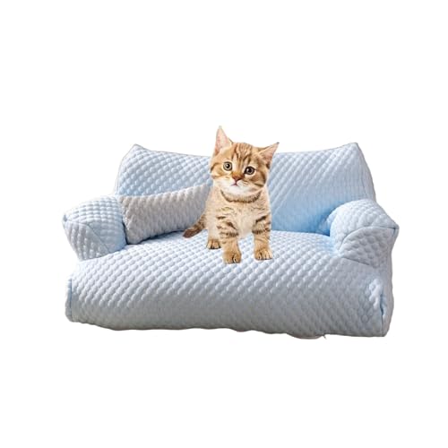 Vepnby Hundesofa, Hundekissen Waschbar, Memory Foam Hundekorb mit Kopfstütze, rutschfest, Ränder Weiches Hundesofa für Mittlere Hunde(Blue,M) von Vepnby