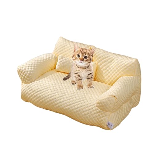 Vepnby Hundesofa, Hundekissen Waschbar, Memory Foam Hundekorb mit Kopfstütze, rutschfest, Ränder Weiches Hundesofa für Mittlere Hunde(Yellow,L) von Vepnby