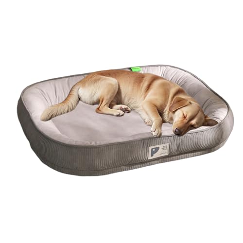 Vepnby Weiches und Flauschiges Orthopädisches Hundebett, Hundekissen Mittelgroße Hunde, rutschfest, Waschbares Hundebett mit Rückenlehne für Hunde Katze(Gray,L) von Vepnby