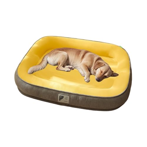 Vepnby Weiches und Flauschiges Orthopädisches Hundebett, Hundekissen Mittelgroße Hunde, rutschfest, Waschbares Hundebett mit Rückenlehne für Hunde Katze(Yellow,2XL) von Vepnby