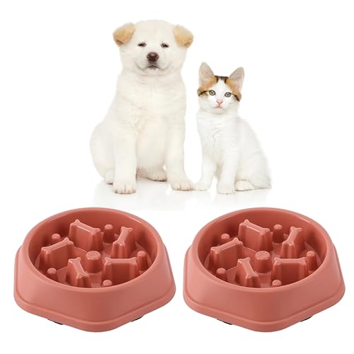 Futternapf für langsames Fressen, fördert eine gesunde Verdauung und verhindert Blähungen, ideal für Katzen und Hunde, 2 Stück, Rosa von Verdant Nova
