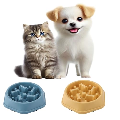 Futternapf für langsames Fressen, fördert eine gesunde Verdauung und verhindert Blähungen, ideal für Katzen und Hunde, Himmelblau, Gelb, 2 Stück Futternapf für langsames Fressen, fördert eine gesunde Verdauung und verhindert Blähungen, ideal für Katzen und Hunde, Himmelblau, Gelb, 2 Stück von Verdant Nova