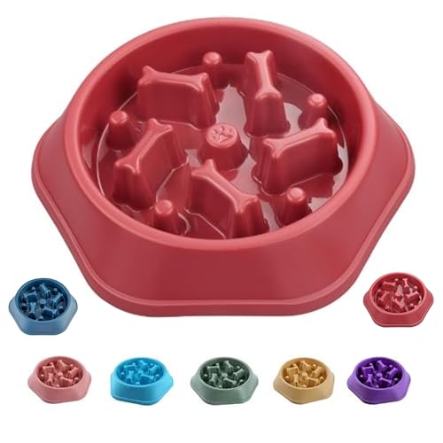 Slow Feeder Hundenapf - Schüssel entwickelt, um das Fressen zu verlangsamen, fördert eine gesunde Verdauung und beugt Blähungen vor, ideal für Katzen und Hunde (Rot) von Verdant Nova