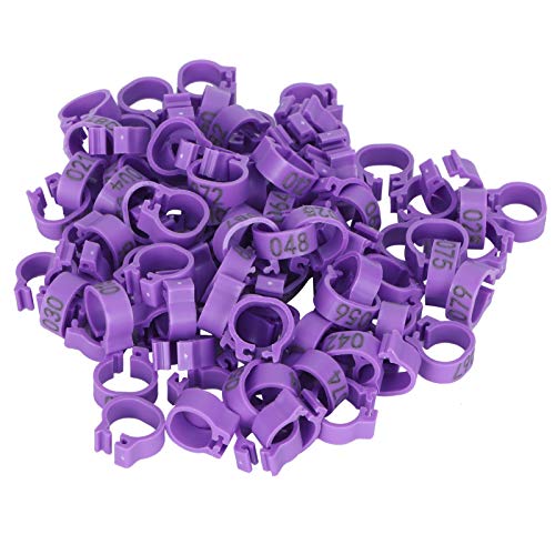 Geflügelbeinring, 100 Stück, Vögel, Fußringe, Nummer-Identifikation, Taubenbeinbänder, Geflügel-Clip-Ring, Violett von Verdant Touch