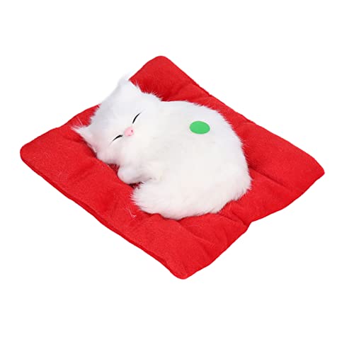 Verdant Touch Purring Cat Fake Cats Sleeping Kitten Doll Toy Simulation Sleeping Cat On Pad Interactive Pet Toy with Sound Active Carbon All White Cat Shape von Verdant Touch