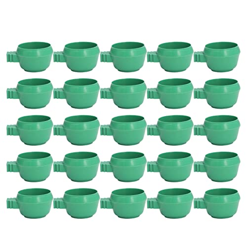 Vogel Mini Kunststoff Feeder 25Pcs Mini Vogel Papageien Futter Wasser Schüssel Inlay Installation Runde Grüne Papageien Kleine Futter Wasser Schüssel für Bauernhöfe Home S von Verdant Touch