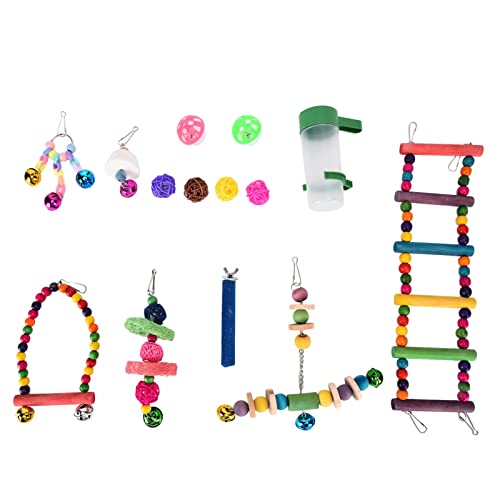 Vogelschaukel-Spielzeug, 14-teiliges Vogelspielzeug-Set, Käfigschaukel-Spielzeug, Kau-Trainingsspielzeug mit Leiter für Papageien von Verdant Touch