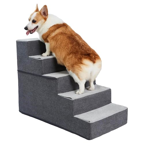 Verla Hundetreppe - 5-stufige Klappleiter für Hunde & Katzen, 30D hochdichter Schaumstoff-Hundetreppe, weiche & rutschfeste Oberfläche, leicht auf und ab Verla Hundetreppe - 5-stufige Klappleiter für Hunde & Katzen, 30D hochdichter Schaumstoff-Hundetreppe, weiche & rutschfeste Oberfläche, leicht auf und ab von Verla
