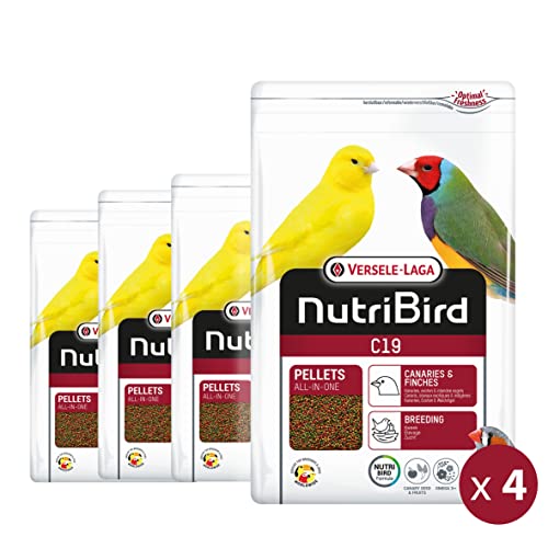 VERSELE-LAGA - NutriBird C19 – Extrudiertes Granulat – Aufzuchtfutter für Kanarienvögel, exotische und indigene Vögel – 4 x 3 kg von Versele-Laga
