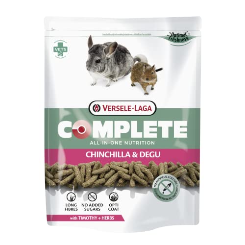Versele-Laga Complete Chinchilla & Degu | 500 g | Alleinfuttermittel für Chinchillas und Degus | Faserreiche All-in-one-Extrudate | Ohne Zuckerzusatz und mit Leinsamen von Versele-Laga
