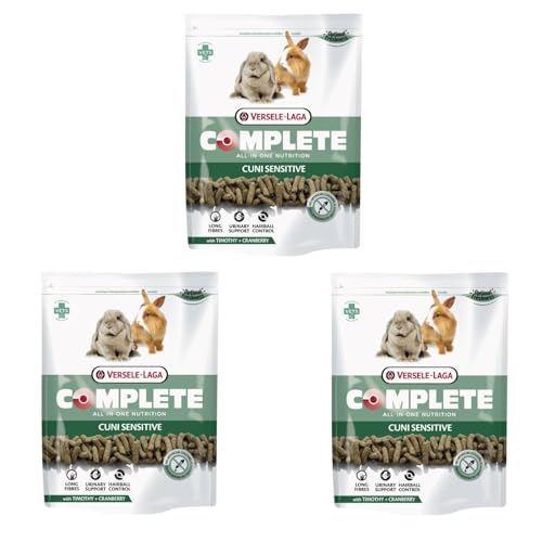 Versele-Laga Complete Cuni Sensitive | 3er Pack | 3 x 500 g | Alleinfuttermittel für Kaninchen | Unterstützend bei Haarballen | All-in-one Pellets | Von Tierärzten entwickelt Versele-Laga Complete Cuni Sensitive | 3er Pack | 3 x 500 g | Alleinfuttermittel für Kaninchen | Unterstützend bei Haarballen | All-in-one Pellets | Von Tierärzten entwickelt von Versele-Laga