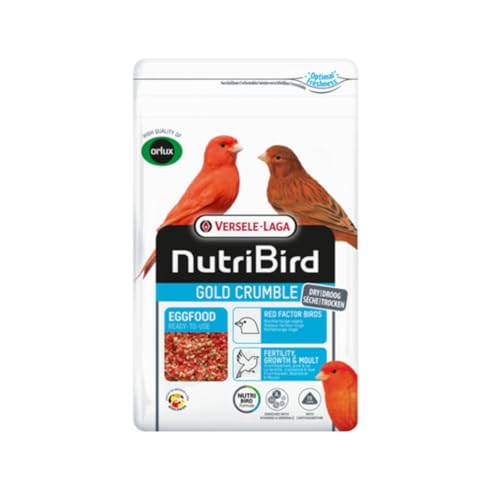 Versele-Laga NutriBird Gold Crumble rotfaktorige Vögel | 1 kg | Trockenes Eifutter für alle roten Ziervogelarten | Mit Vitaminen und Mineralstoffen| Mit Lysin und Methionin von Versele-Laga