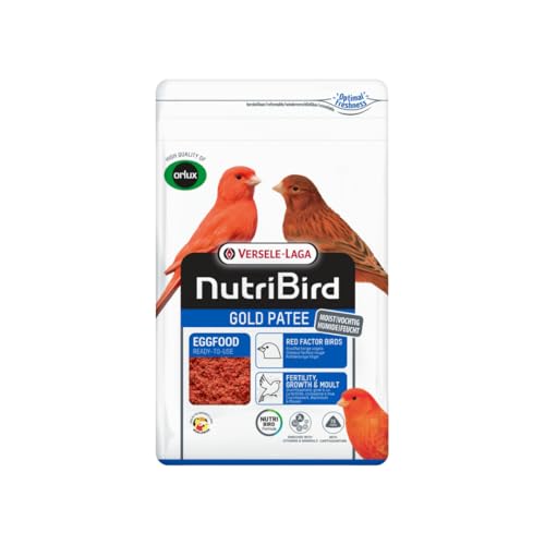 Versele-Laga NutriBird Gold Patee Rotfaktorige Vögel | 1 kg | Gebrauchsfertiges Eifutter für rote Kanarien & alle Anderen roten Ziervögel | Mit 100% natürlichem Honig angefeuchtet von Versele-Laga