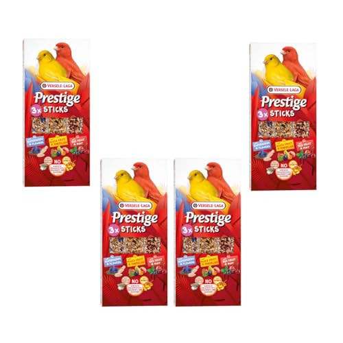 Versele-Laga Prestige Sticks Kanarien Triple Variety | 4er Pack | 4 x 90 g | Snack für Kanarienvögel | Ohne synthetische Konservierungsmittel, Farbstoffe oder Aromen von Versele-Laga