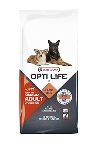 VERSELE-LAGA - Opti Life Adult Digestion Medium & Maxi - Trockenfutter für große und mittelgroße Hunde - 12,5kg von Versele-Laga