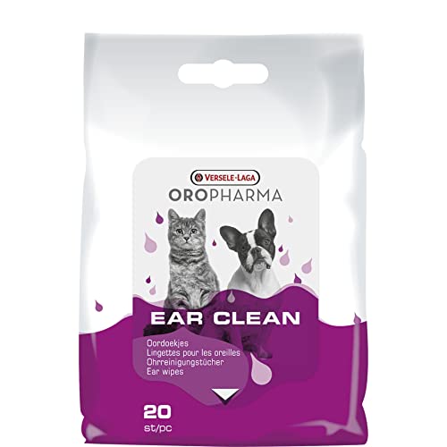VERSELE-LAGA - Oropharma Ear Clean Cat & Dog – Reinigungstücher für Hunde und Katzen für Ohren – auf Basis von natürlichen Extrakten – 20 Tücher von Versele-laga