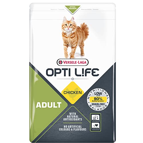 VERSELE LAGA - Trockenfutter Katzen Opti Life Adult - Futter für Erwachsene Katzen - Ohne Getreide - Mit Huhn - 2,5kg von Versele-laga